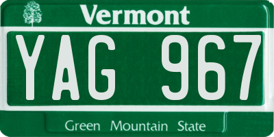 VT license plate YAG967
