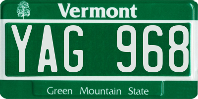 VT license plate YAG968