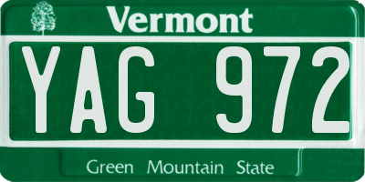VT license plate YAG972