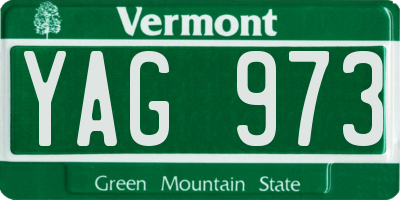 VT license plate YAG973