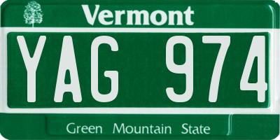VT license plate YAG974