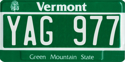 VT license plate YAG977