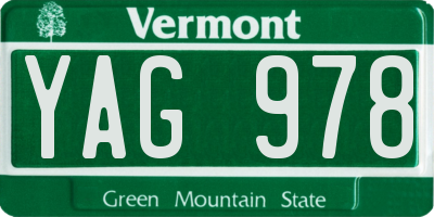 VT license plate YAG978