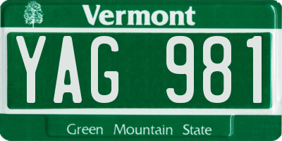 VT license plate YAG981