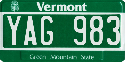 VT license plate YAG983