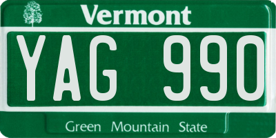 VT license plate YAG990
