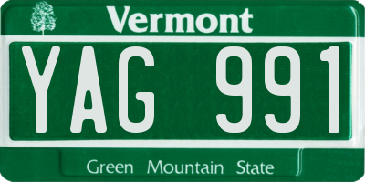 VT license plate YAG991
