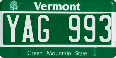 VT license plate YAG993