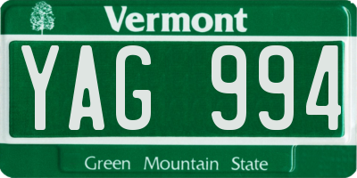 VT license plate YAG994