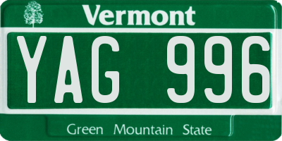 VT license plate YAG996