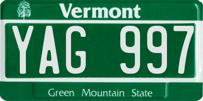 VT license plate YAG997