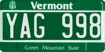 VT license plate YAG998