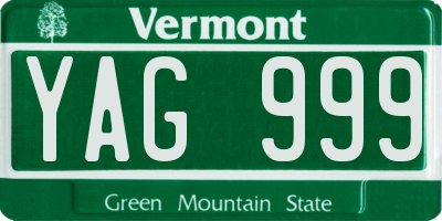 VT license plate YAG999