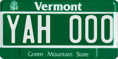 VT license plate YAH000