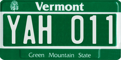 VT license plate YAH011
