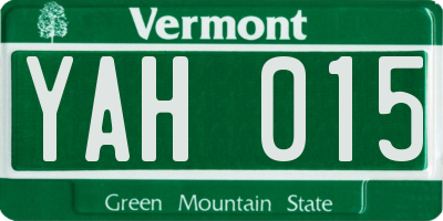 VT license plate YAH015