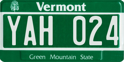 VT license plate YAH024