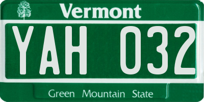 VT license plate YAH032