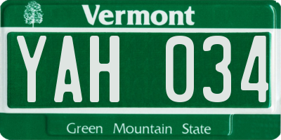 VT license plate YAH034