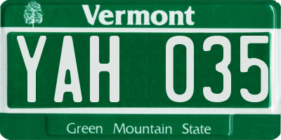 VT license plate YAH035