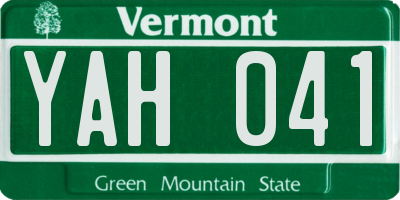 VT license plate YAH041
