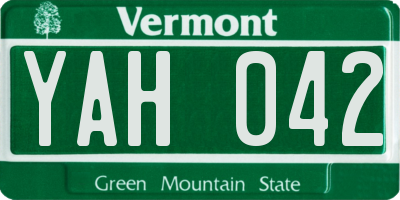 VT license plate YAH042