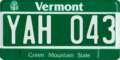 VT license plate YAH043