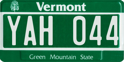 VT license plate YAH044
