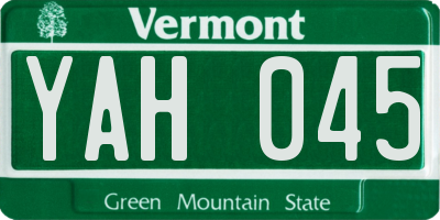 VT license plate YAH045
