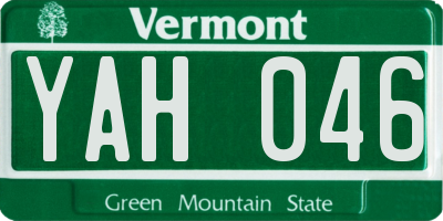 VT license plate YAH046