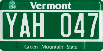 VT license plate YAH047