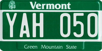 VT license plate YAH050
