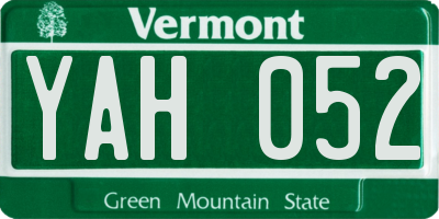 VT license plate YAH052