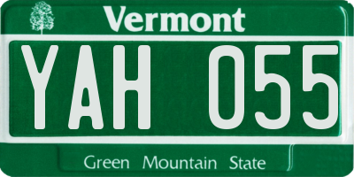 VT license plate YAH055