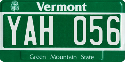 VT license plate YAH056