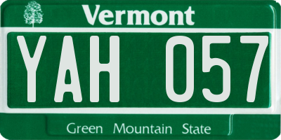 VT license plate YAH057