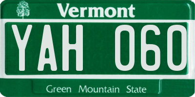 VT license plate YAH060