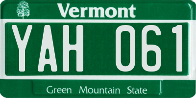 VT license plate YAH061