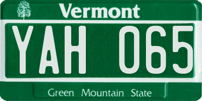 VT license plate YAH065