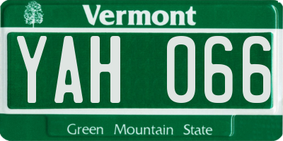 VT license plate YAH066