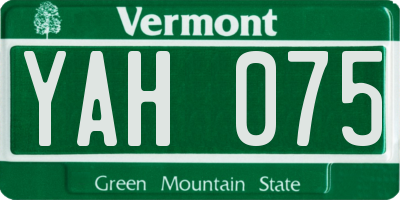 VT license plate YAH075