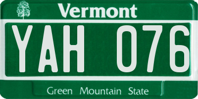 VT license plate YAH076