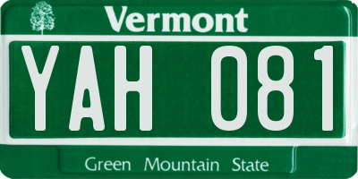 VT license plate YAH081
