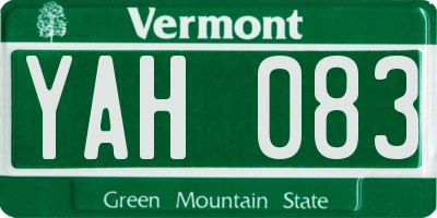 VT license plate YAH083