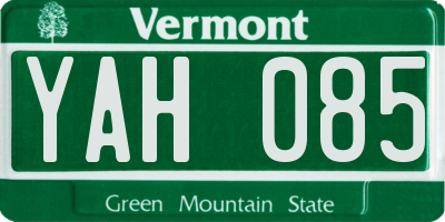 VT license plate YAH085