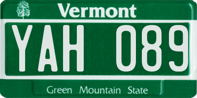 VT license plate YAH089