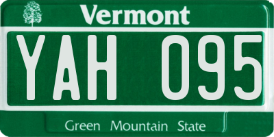 VT license plate YAH095