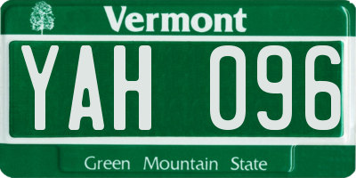 VT license plate YAH096