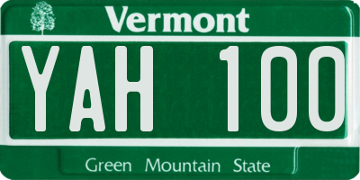 VT license plate YAH100