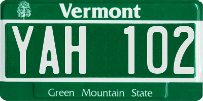 VT license plate YAH102